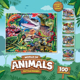 MasterPieces-World of Animals - Reptile Friends - 100 Piece Puzzle-12312-Legacy Toys