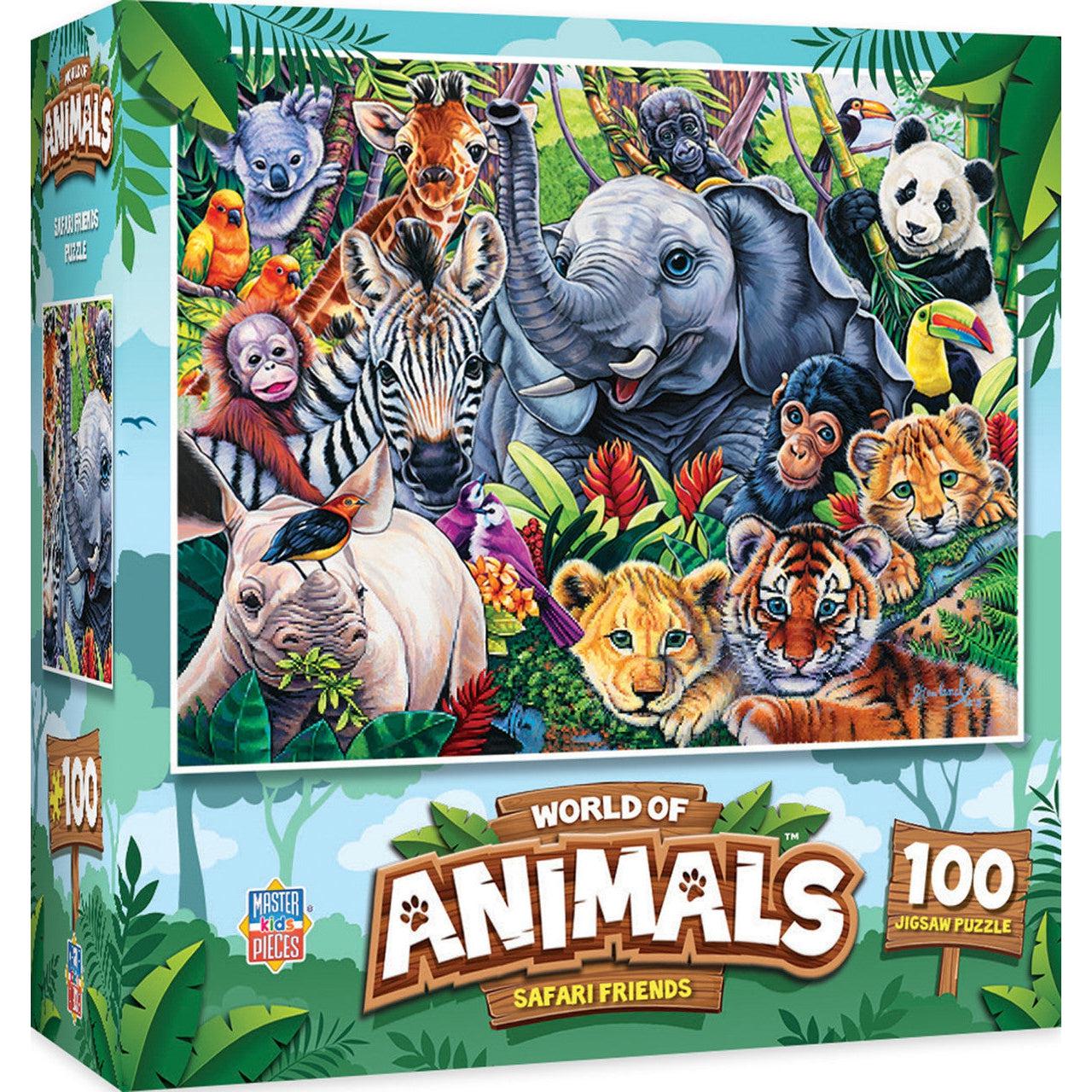 MasterPieces-World of Animals - Safari Friends - 100 Piece Puzzle-12019-Legacy Toys