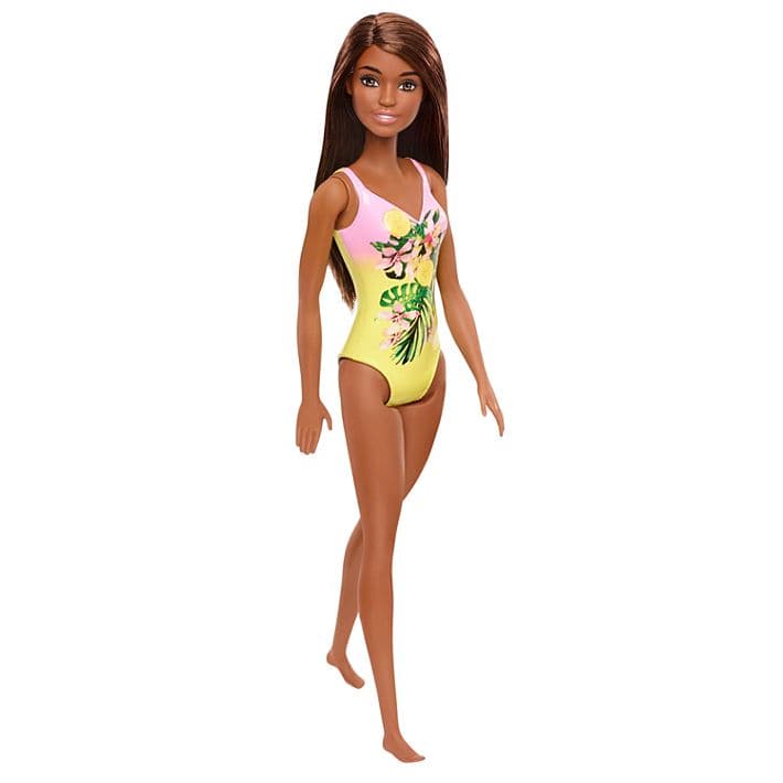 Mattel-Barbie Beach Doll - Assorted Styles-GHW39-Pink & Yellow Swim Suit-Legacy Toys