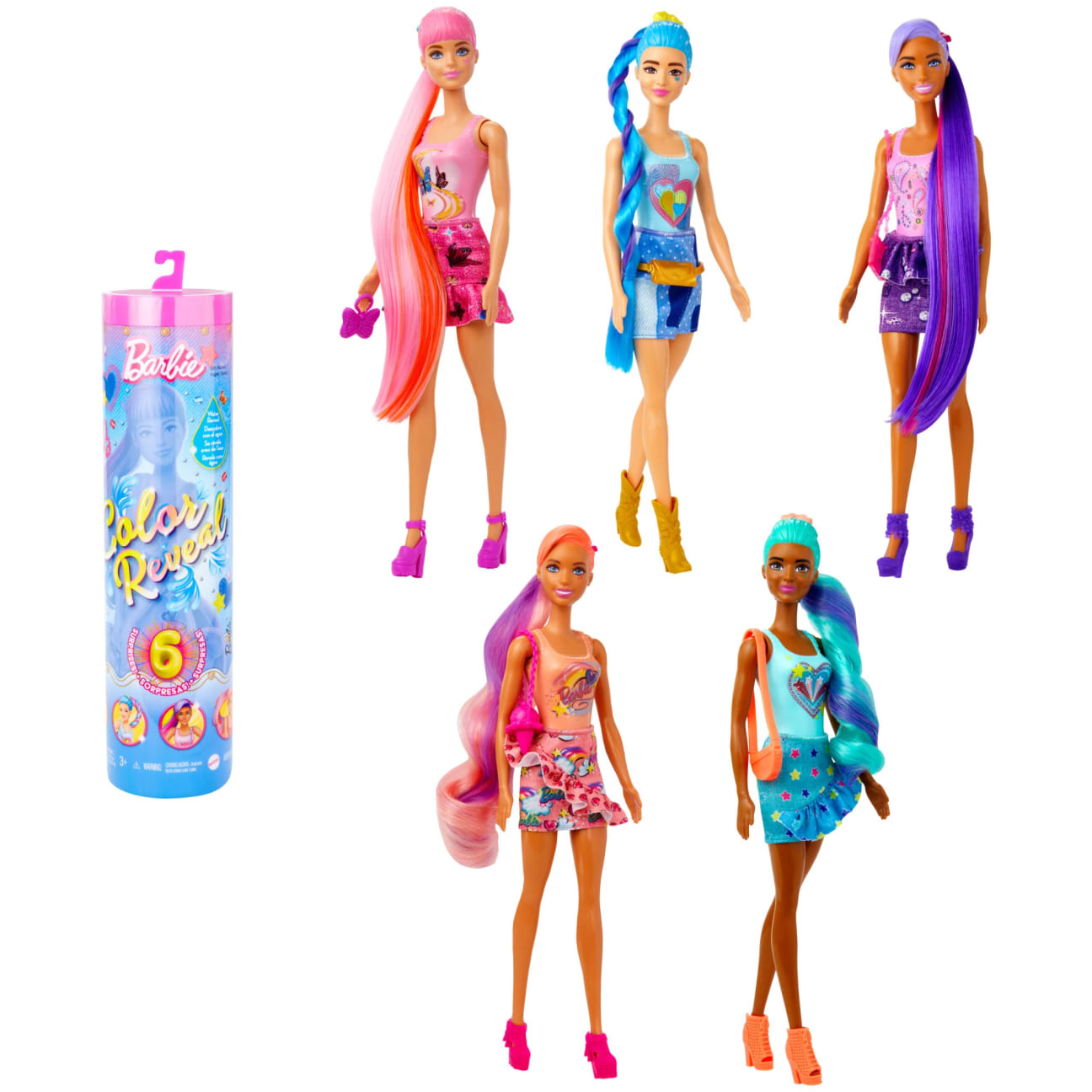 Mattel-Barbie Color Reveal Doll With 6 Surprises, Totally Denim Series-HJX55-Legacy Toys