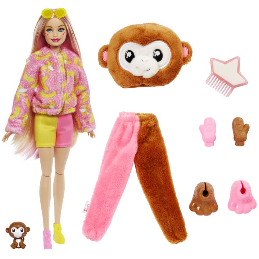 Mattel-Barbie Cutie Reveal Chelsea Doll And Accessories Jungle Series - Monkey-HKR01-Legacy Toys