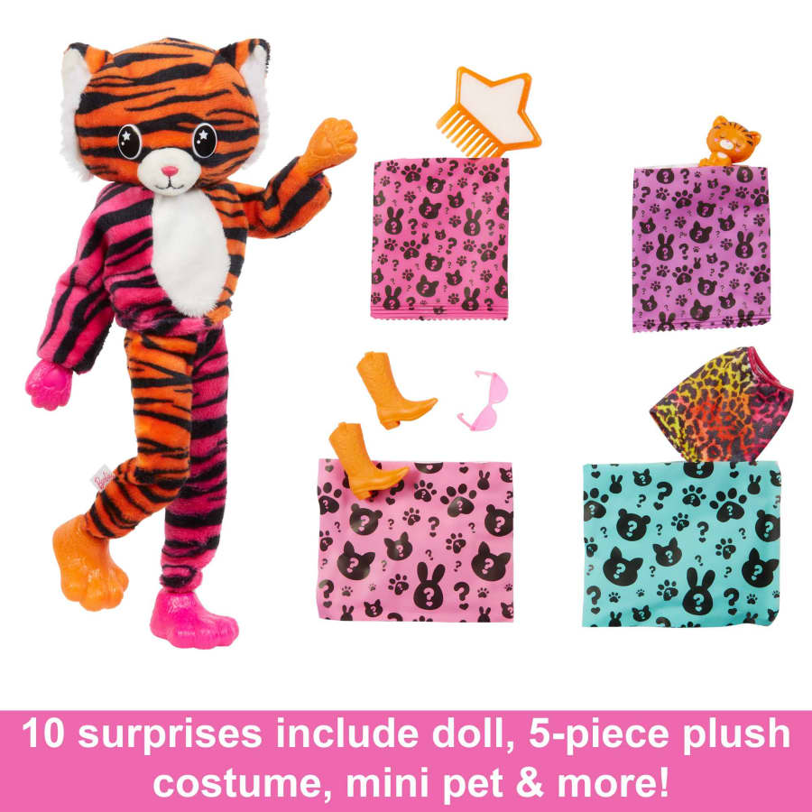 Mattel-Barbie Cutie Reveal Chelsea Doll And Accessories Jungle Series - Tiger-HKP99-Legacy Toys