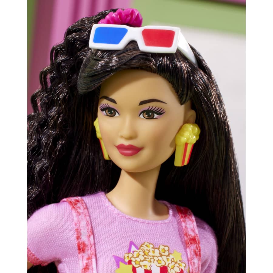 Mattel-Barbie Doll, Rewind, Black Hair, 80s-Inspired Movie Night-HJX18-Legacy Toys