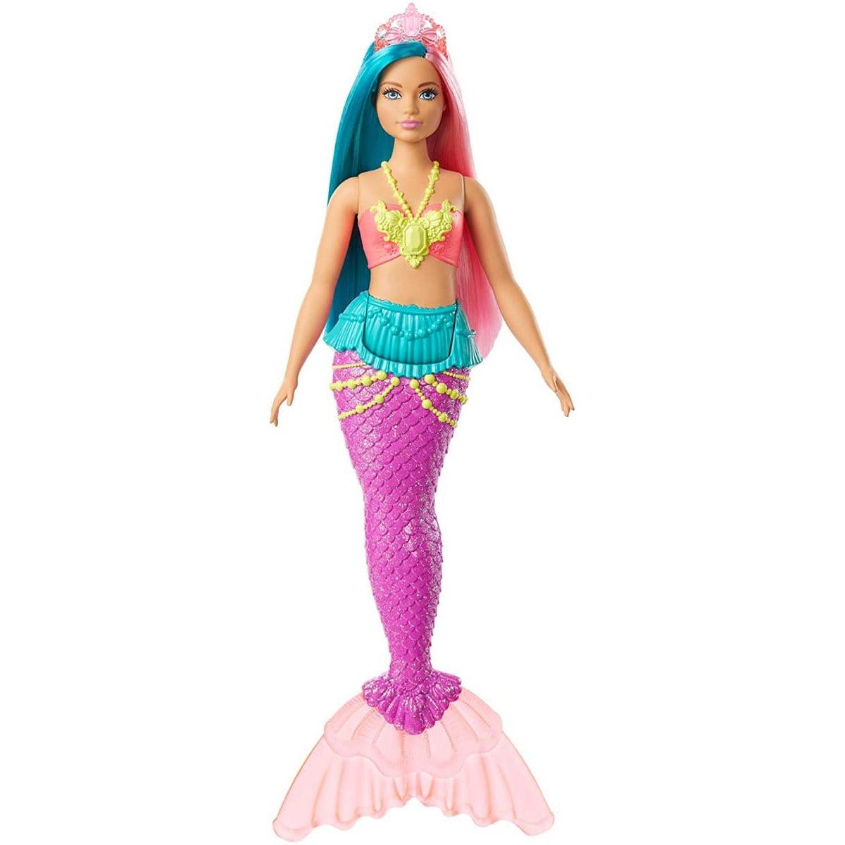 Mattel-Barbie Dreamtopia Doll - Assorted Styles - Mermaid-GJK11-Teal and Pink Hair with Tiara-Legacy Toys