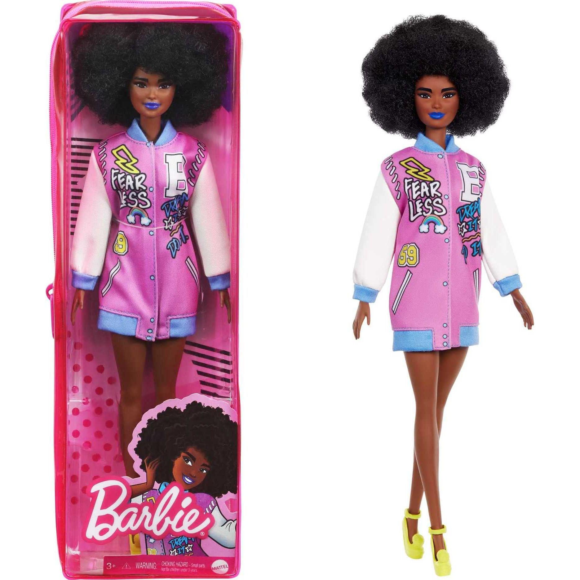 Mattel-Barbie Fashionista Doll-FBR37-#156 Graphic Coat Dress-Legacy Toys