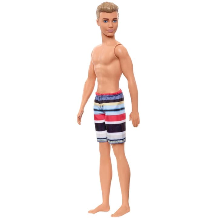 Mattel-Barbie Ken Beach Doll - Striped Swimsuit-GHW43-Legacy Toys