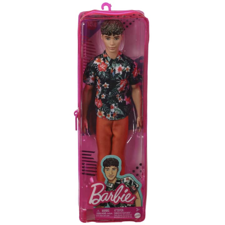 Mattel-Barbie Ken Fashionistas Doll -HBV24-#184 Brunette Cropped Hair Floral Hawaiian Shirt Orange Pants-Legacy Toys