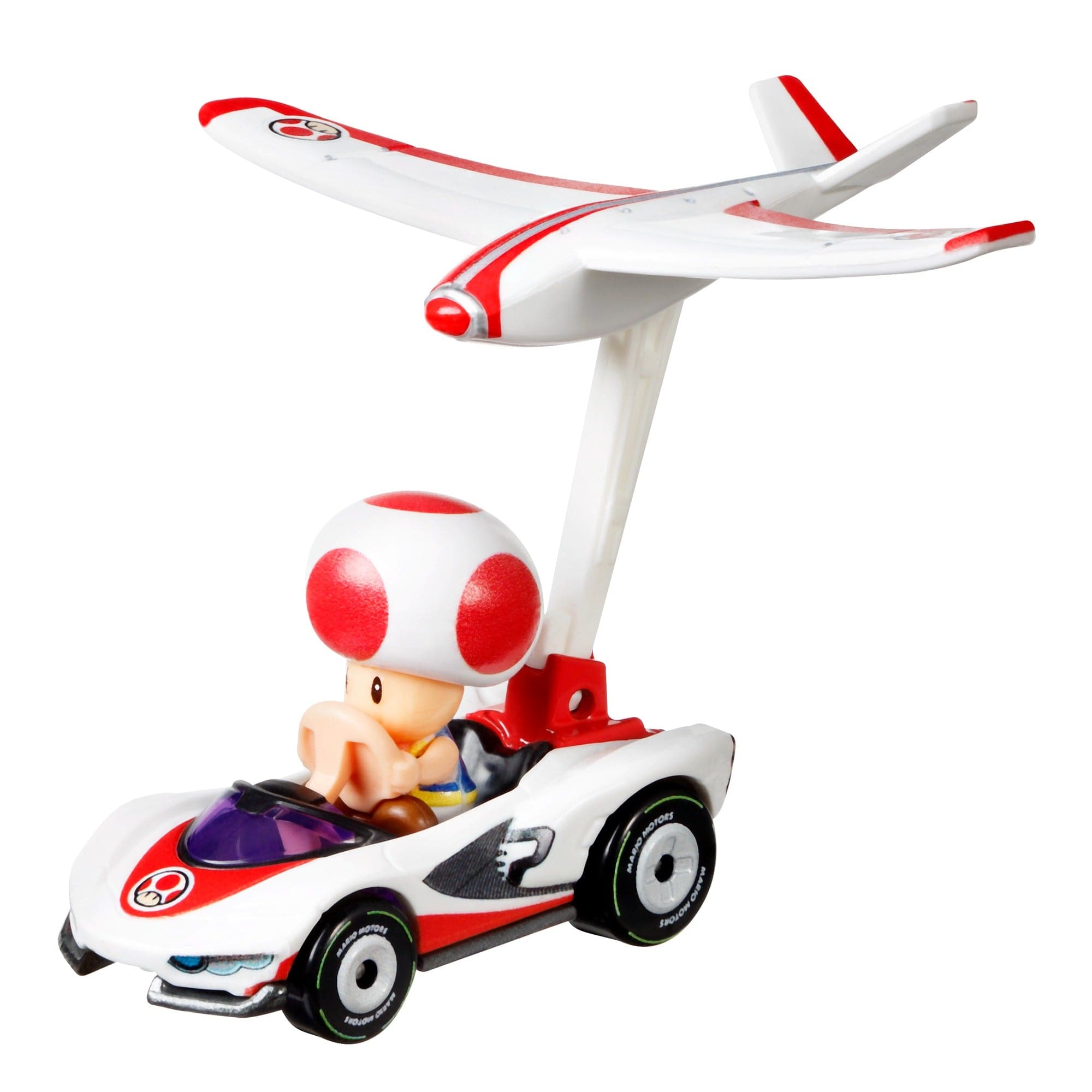 Mattel-Hot Wheels Mario Kart Gliders-GVD34-Toad P-Wing + Plane Glider-Legacy Toys