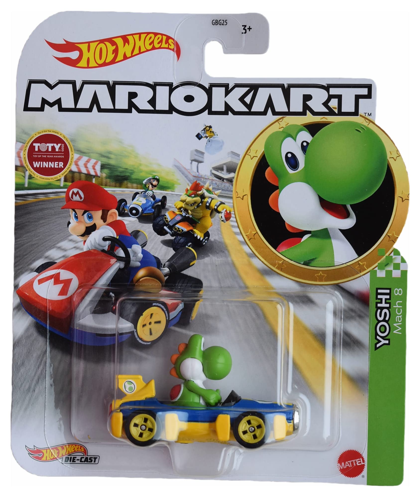 Mattel-Hot Wheels Mario Kart-GLP39-Yoshi / Mach 8-Legacy Toys