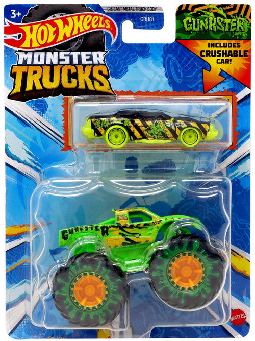 Mattel-Hot Wheels Monster Truck & Car-HWN40-Gunkster & Crushed Coupe - Speed Bump-Legacy Toys