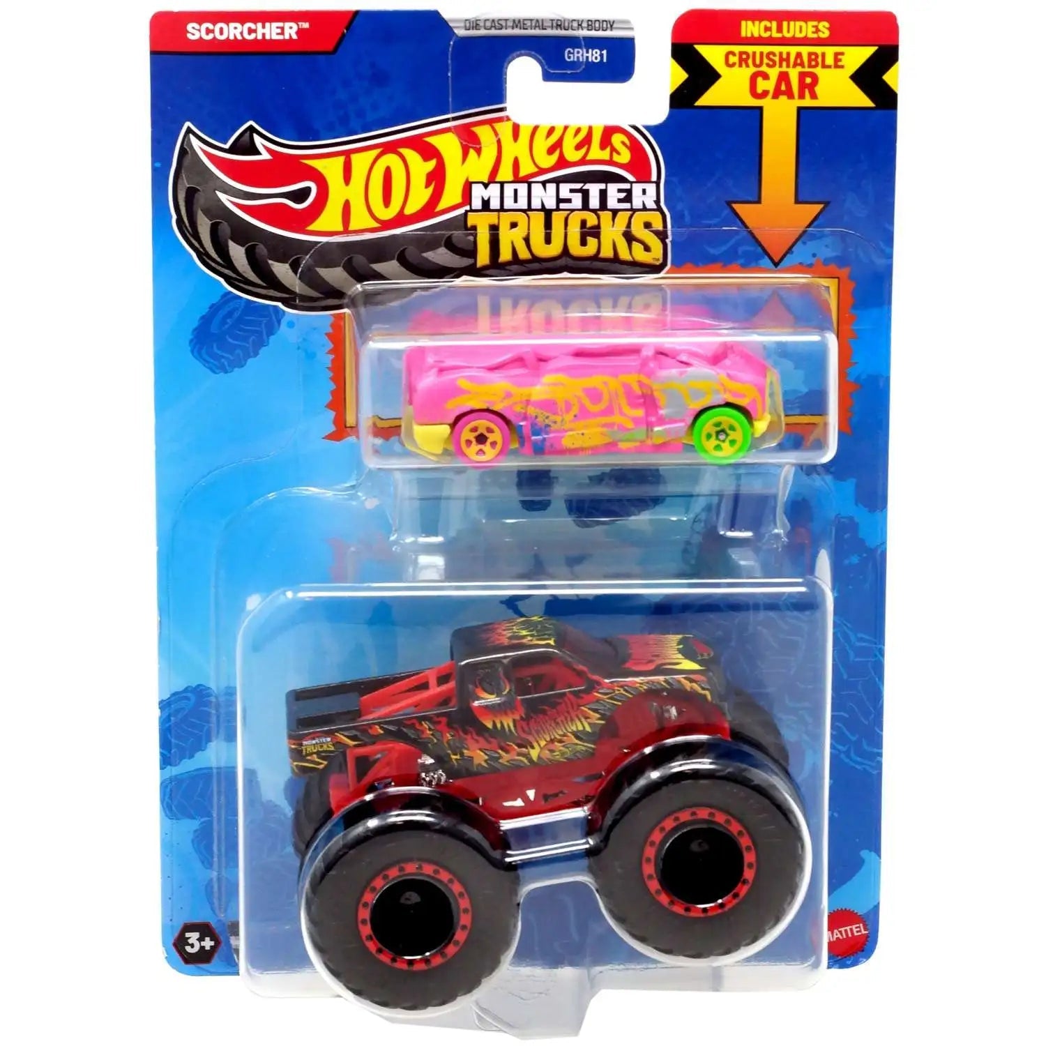 Mattel-HOT WHEELS Monster Truck plus Car - Scorcher-JCG31-Legacy Toys