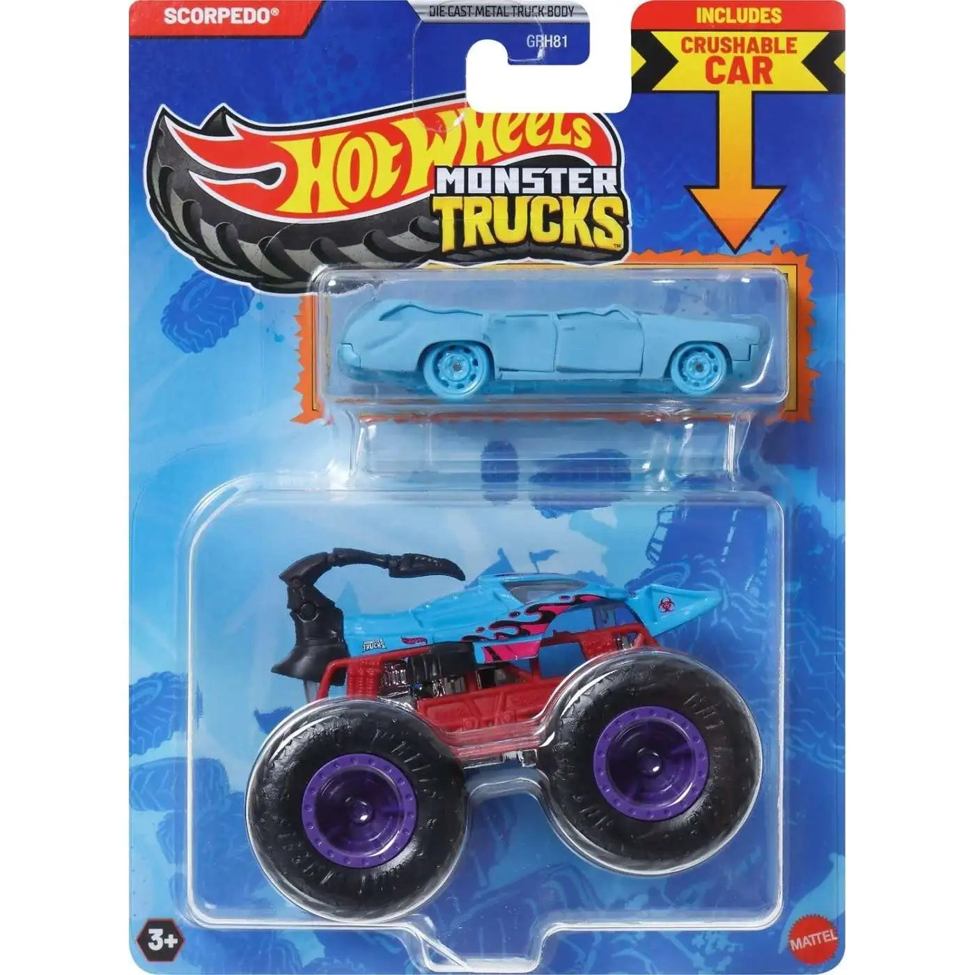 Mattel-HOT WHEELS Monster Truck plus Car - Scorpedo-JCG30-Legacy Toys