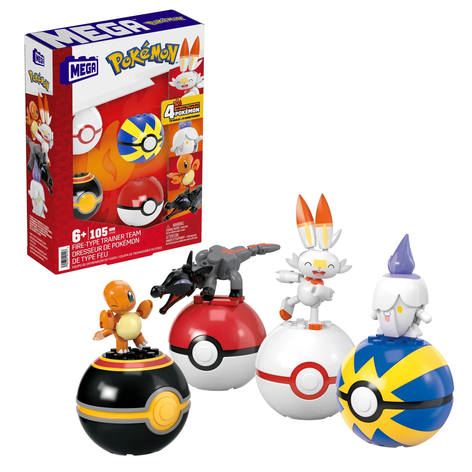 Mattel-MEGA Pokémon Fire-Type Team Building Toy Kit-HTJ06-Legacy Toys