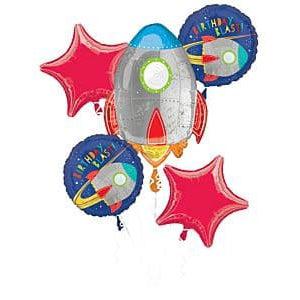 Mayflower Distributing-Blast Off Foil Balloon Bouquet 5pc-96500-Legacy Toys