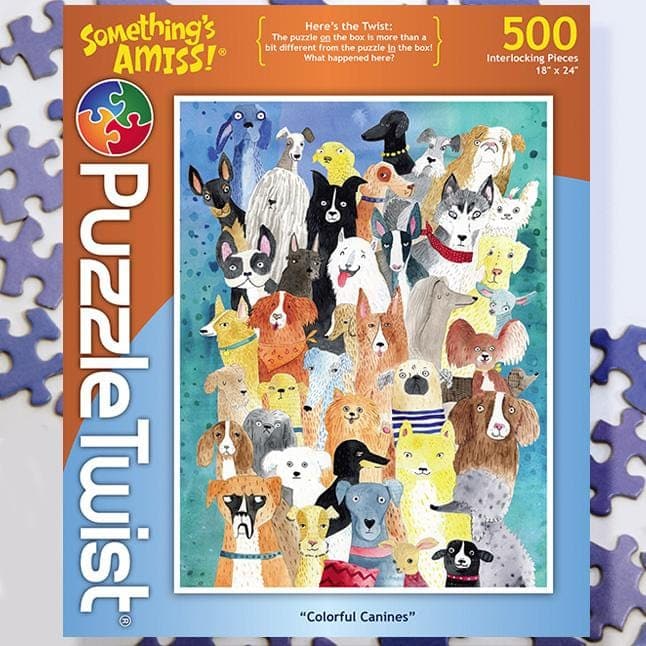 Maynards-Puzzle Twist - Colorful Canines - 500 Piece Puzzle-10137-Legacy Toys