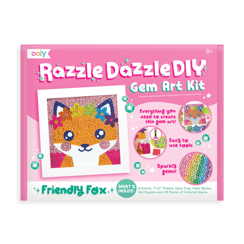 Ooly-Razzle Dazzle DIY Gem Art Kit: Friendly Fox-161-045-Legacy Toys