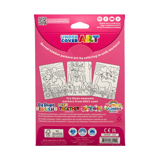 Ooly-Undercover Art Hidden Pattern Coloring Activity Art Cards - Unicorn Friends-161-116-Legacy Toys