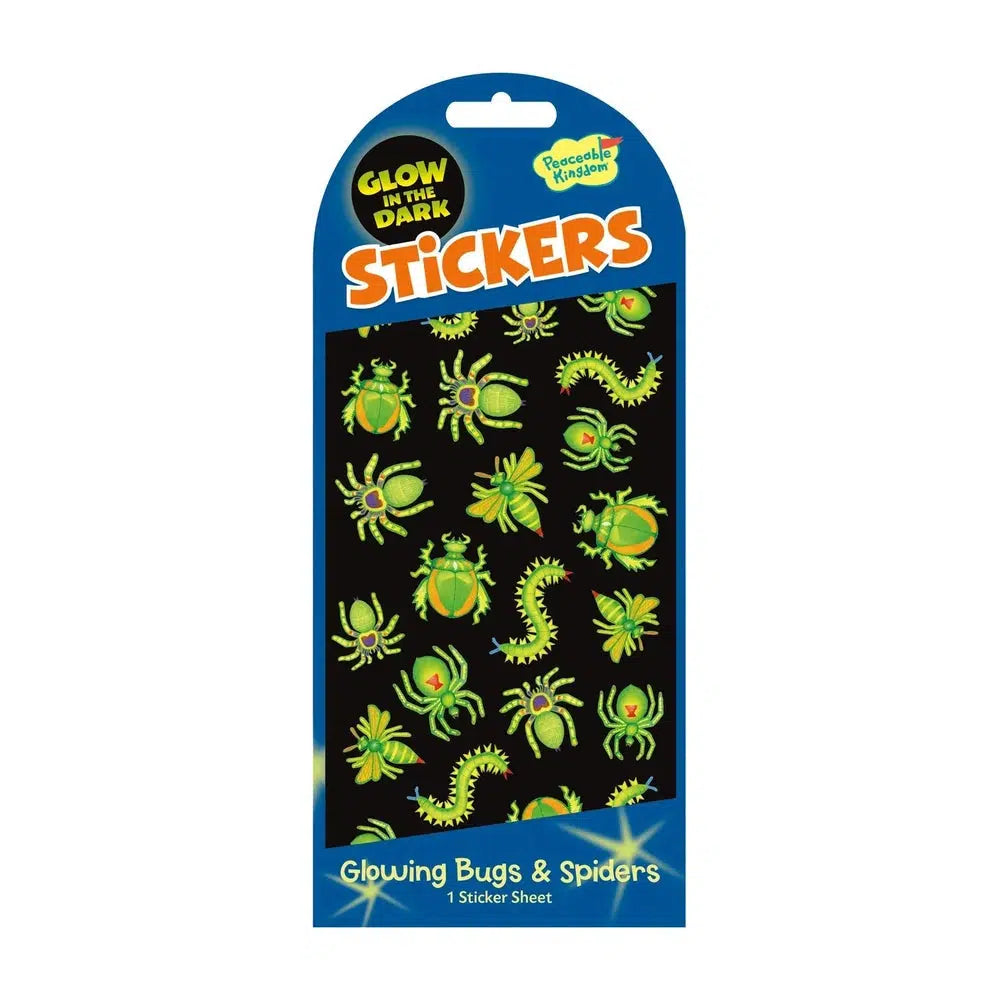 Peaceable Kingdom-Glow in the Dark Sticker Pack - Bugs and Spiders-STK107-Legacy Toys