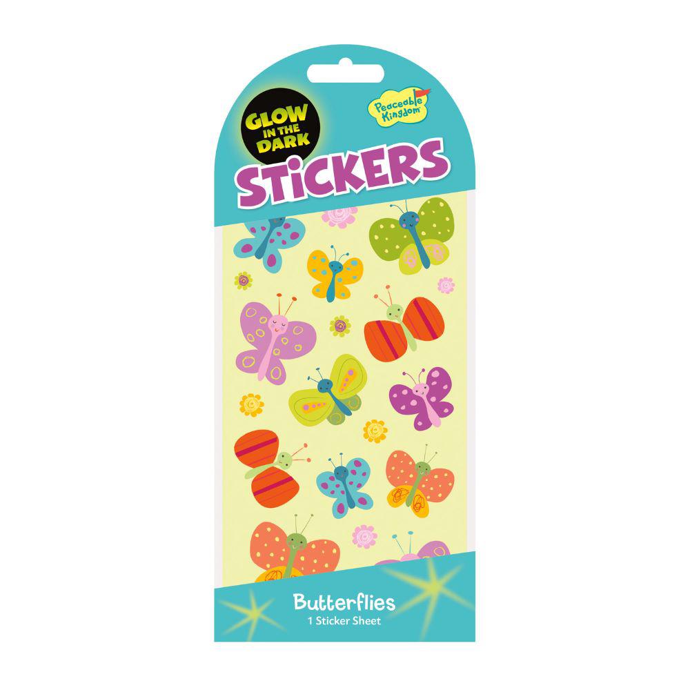 Peaceable Kingdom-Glow in the Dark Sticker Pack - Butterflies-STK206-Legacy Toys