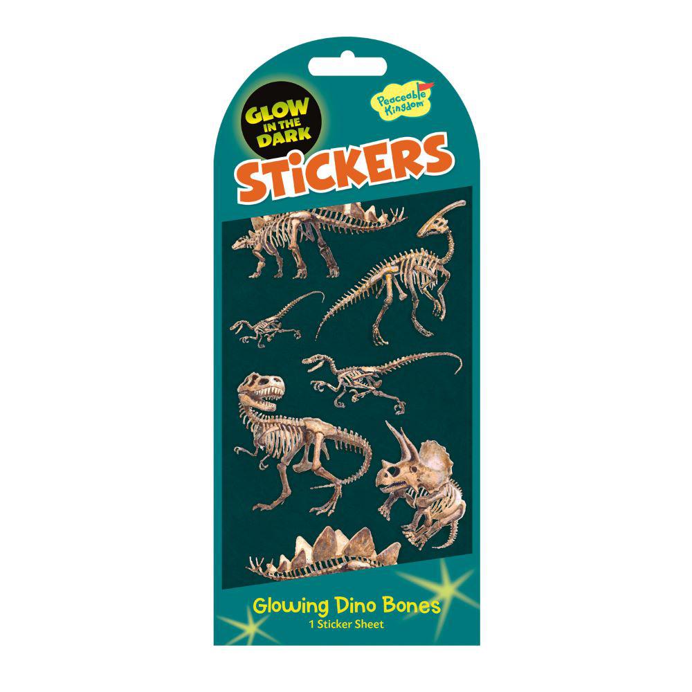 Peaceable Kingdom-Glow in the Dark Sticker Pack - Dino Bones-STK159-Legacy Toys