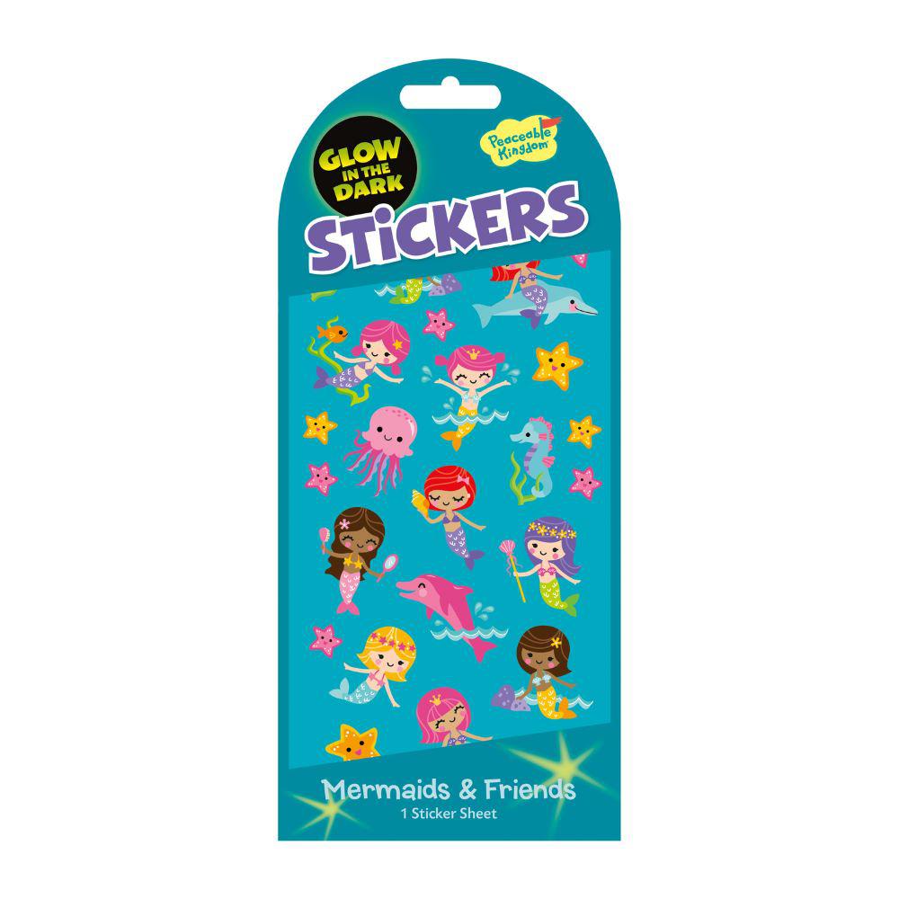 Peaceable Kingdom-Glow in the Dark Sticker Pack - Mermaids and Friends-STK168-Legacy Toys