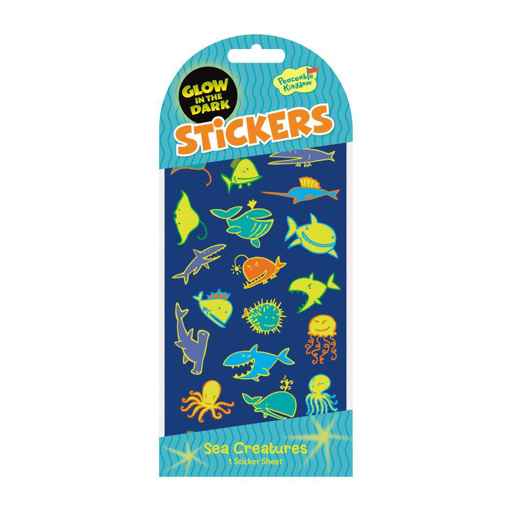 Peaceable Kingdom-Glow in the Dark Sticker Pack - Sea Creatures-STK108-Legacy Toys