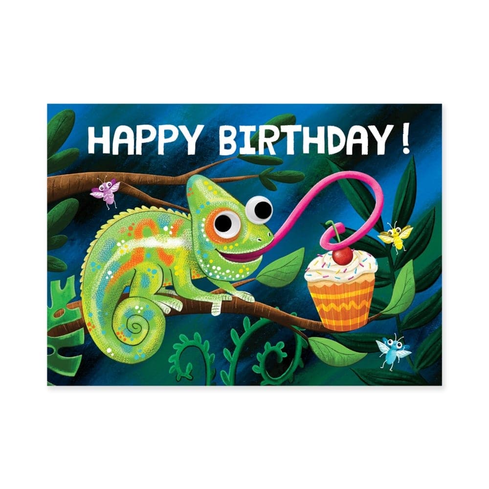 Peaceable Kingdom-Googly Eyes - Chameleon Birthday Card-6100GE-Legacy Toys