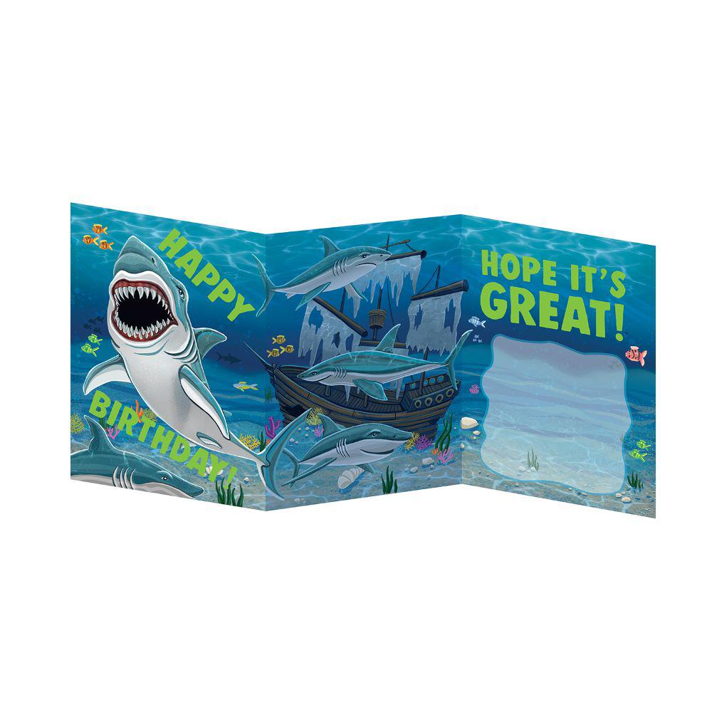 Peaceable Kingdom-Tri Fold Birthday Card - Realistic Shark-6603TF-Legacy Toys