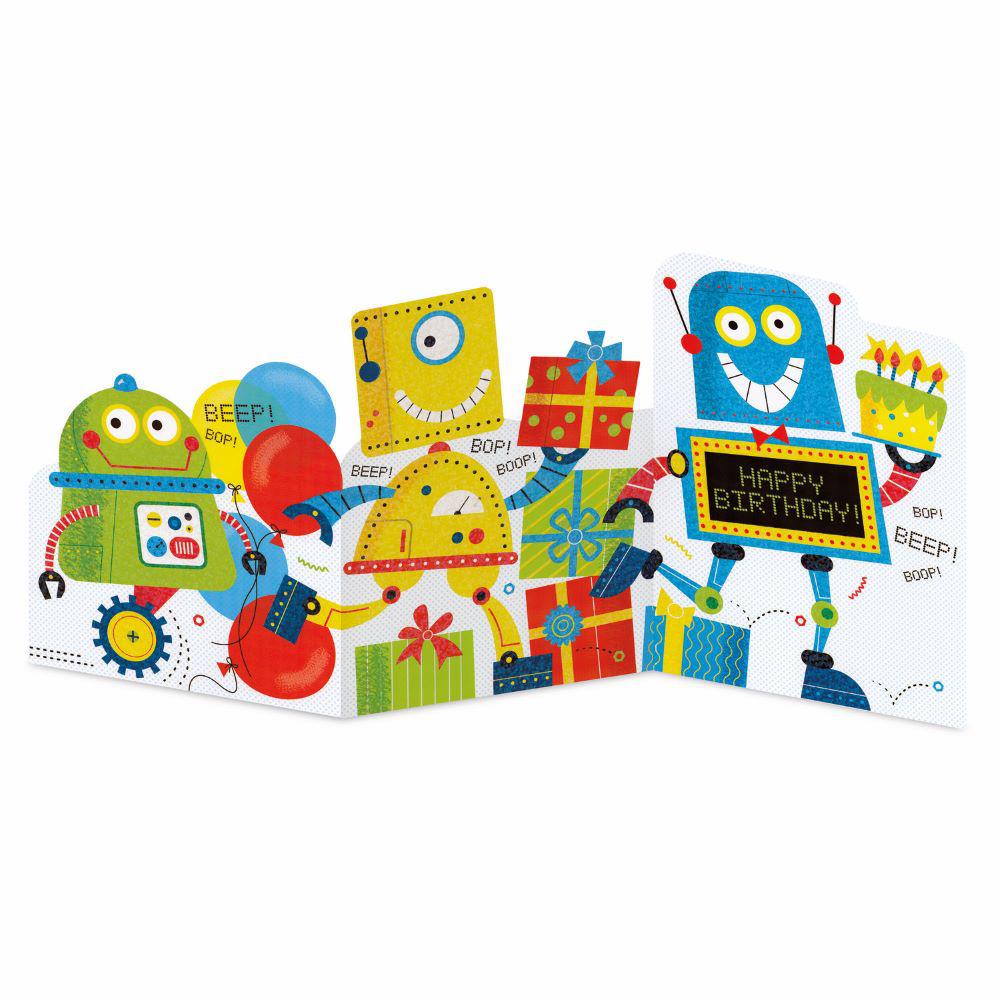 Peaceable Kingdom-Tri Fold Birthday Card - Robots-5920TF-Legacy Toys