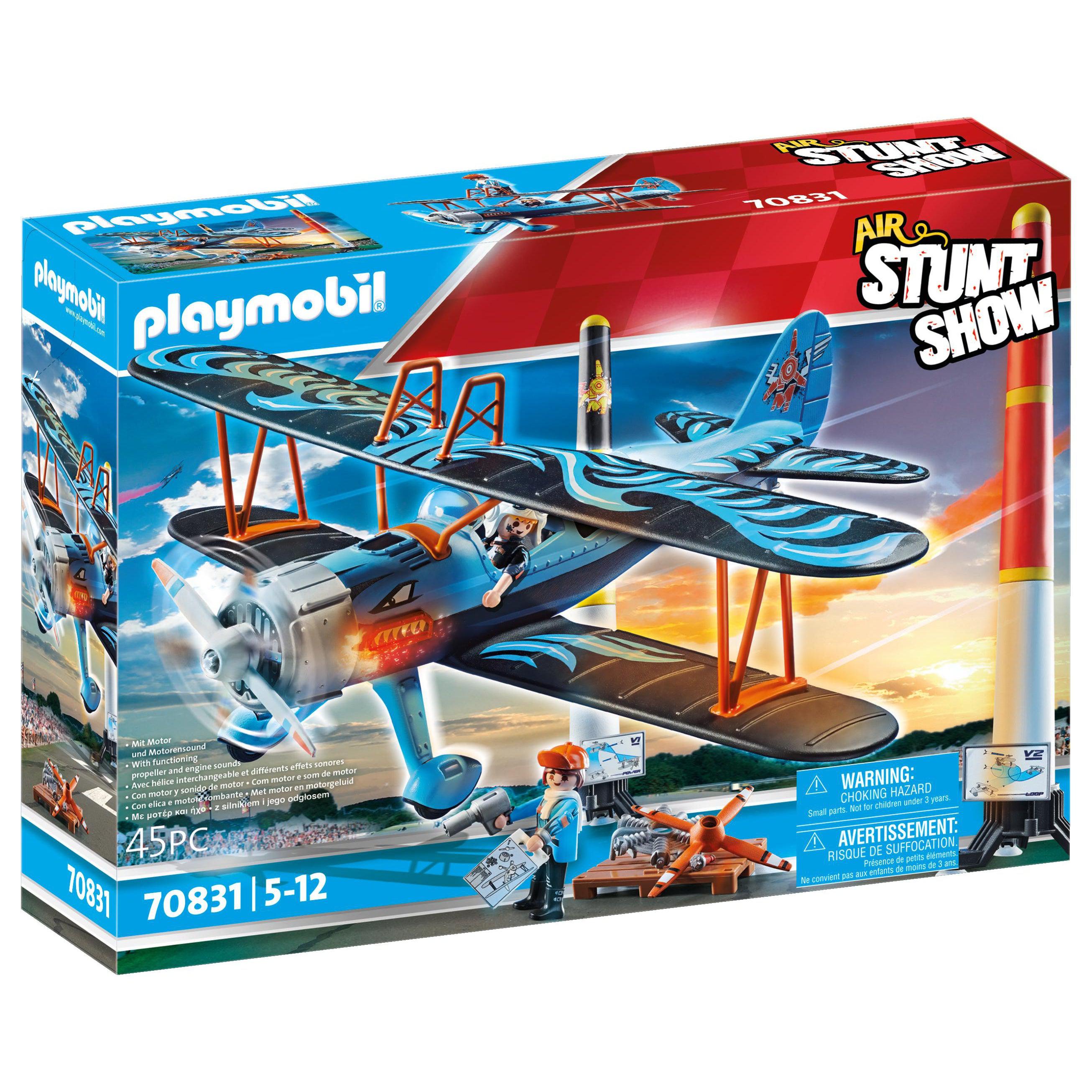 Playmobil-Air Stunt Show - Phoenix Biplane-70831-Legacy Toys