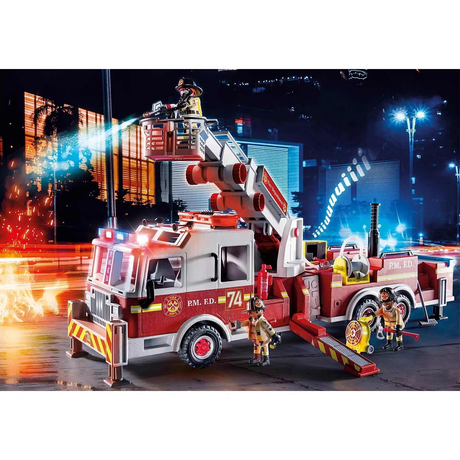 Playmobil-City Action - Rescue Vehicles: Fire Engine with Tower Ladder-70935-Legacy Toys