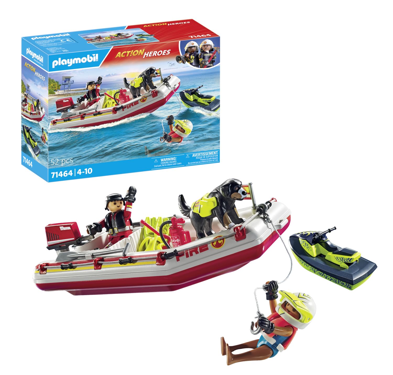 Playmobil-Fireboat with Water Scooter-71464-Legacy Toys