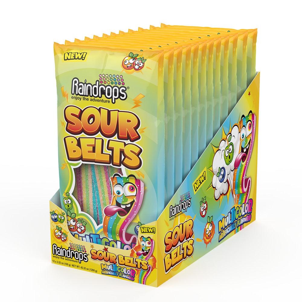 Raindrops-Sour Belts Rainbow 3.52 oz.-R16004-12-Box of 12-Legacy Toys