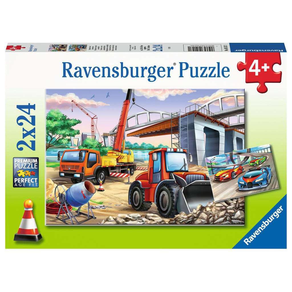 Ravensburger-Construction & Cars 2x24 Piece Puzzle-5157-Legacy Toys