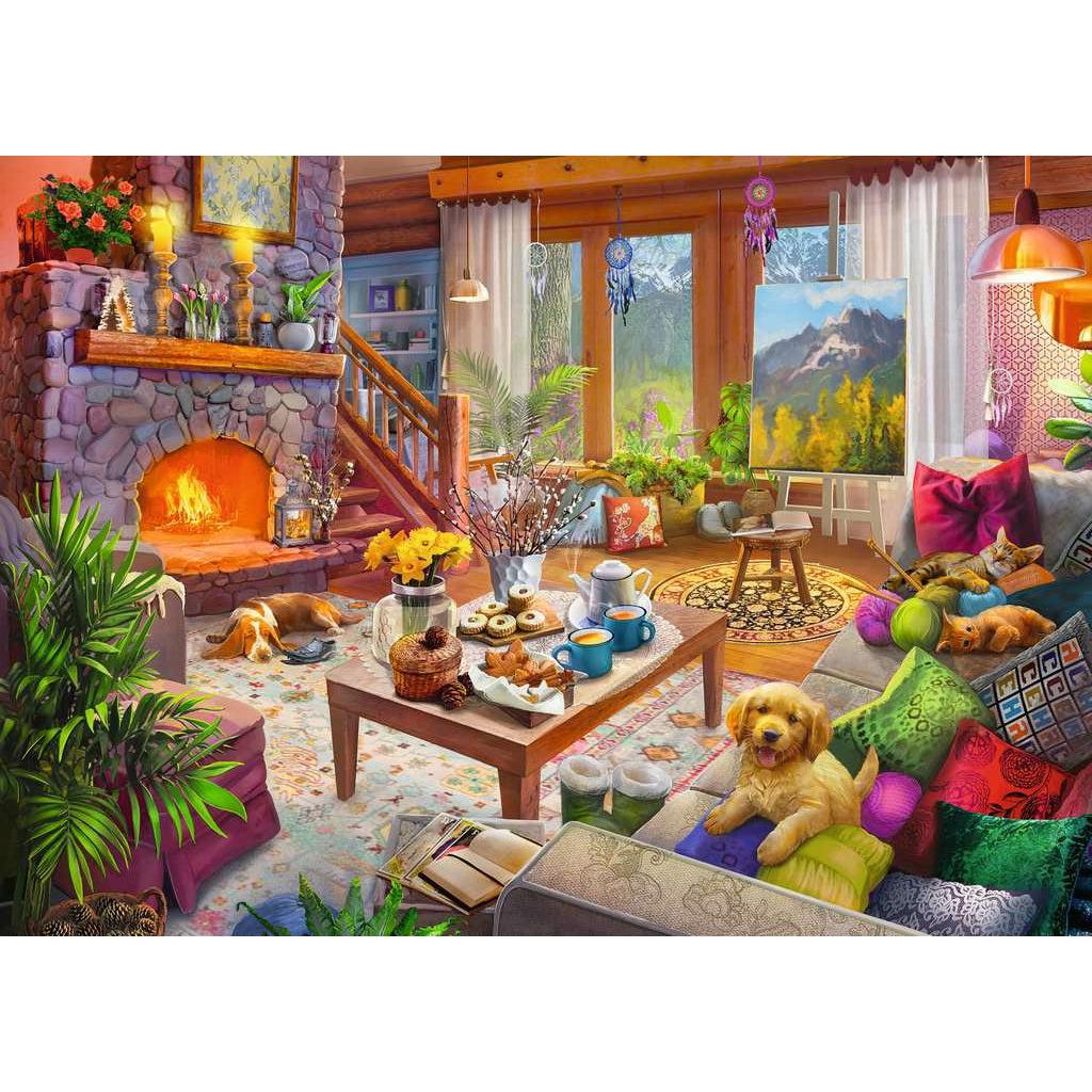 Ravensburger-Cozy Cabin 1000 Piece Puzzle-17495-Legacy Toys