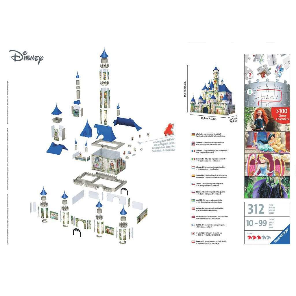 Ravensburger-Disney Castle 3D 312 Piece Puzzle-12510-Legacy Toys