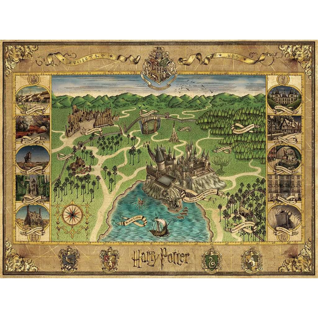 Ravensburger-Hogwarts Map 1500 Piece Puzzle-16599-Legacy Toys