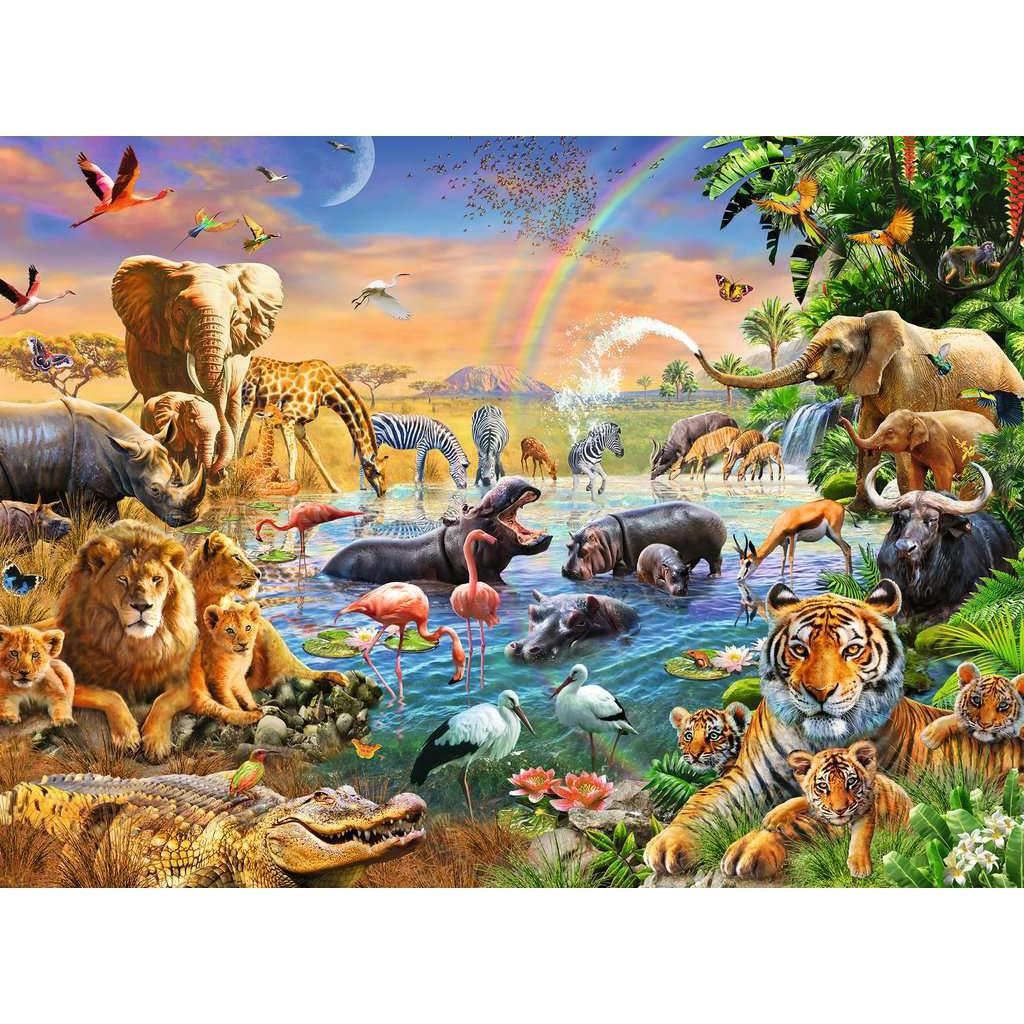 Ravensburger-Savannah Jungle Waterhole 100 Piece Puzzle-12910-Legacy Toys