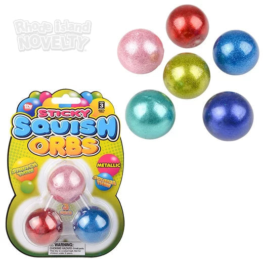 The Toy Network-1.6" Squish Sticky Metallic Orbs 3 Pack--Legacy Toys