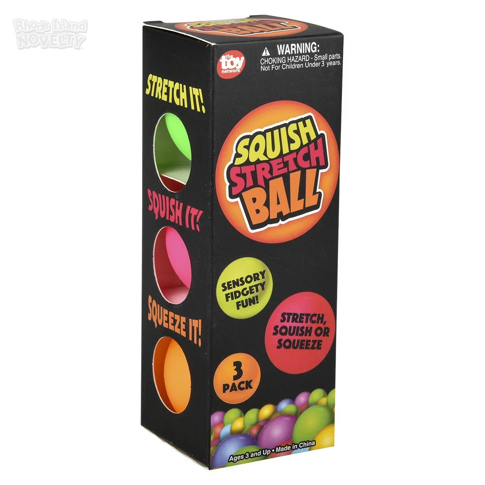 The Toy Network-1.75" 45 mm Squish & Stretch Mini Gummi Ball 3 Pack Box-BA-SQSMI-Legacy Toys