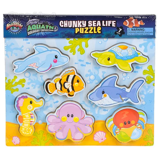 The Toy Network-7 Piece Chunky Sea Life Wooden Puzzle-AG-CHUSE-Legacy Toys