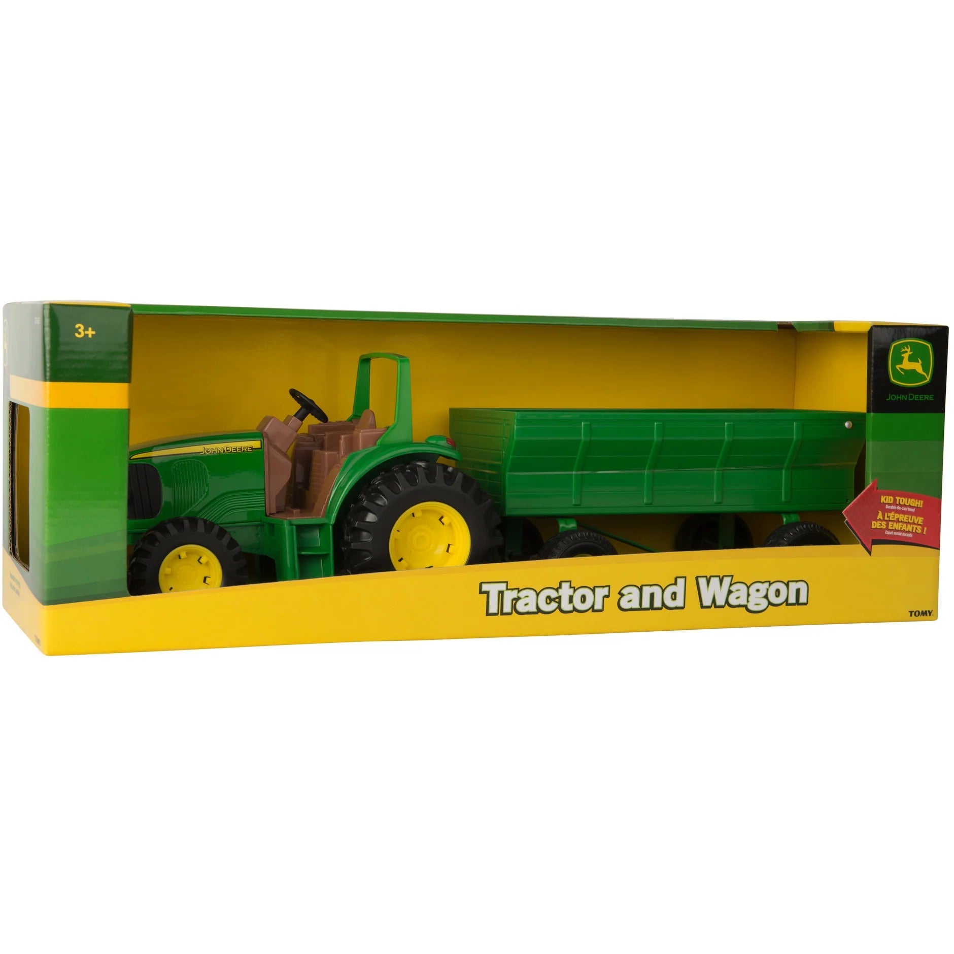 TOMY-8-Inch John Deere Tractor and Wagon-37163P3-Legacy Toys