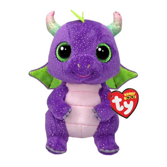 TY-Bean Boo's - Daphne the Purple Dragon - 6" Small-37362-Legacy Toys