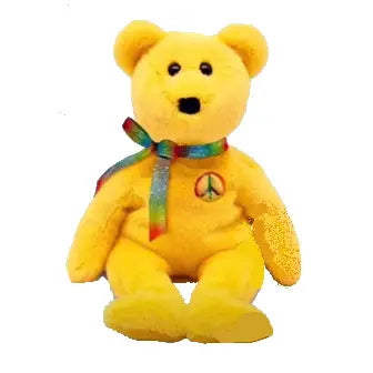 TY-Beanie Baby - Peace II - Yellow Bear-41315-Legacy Toys