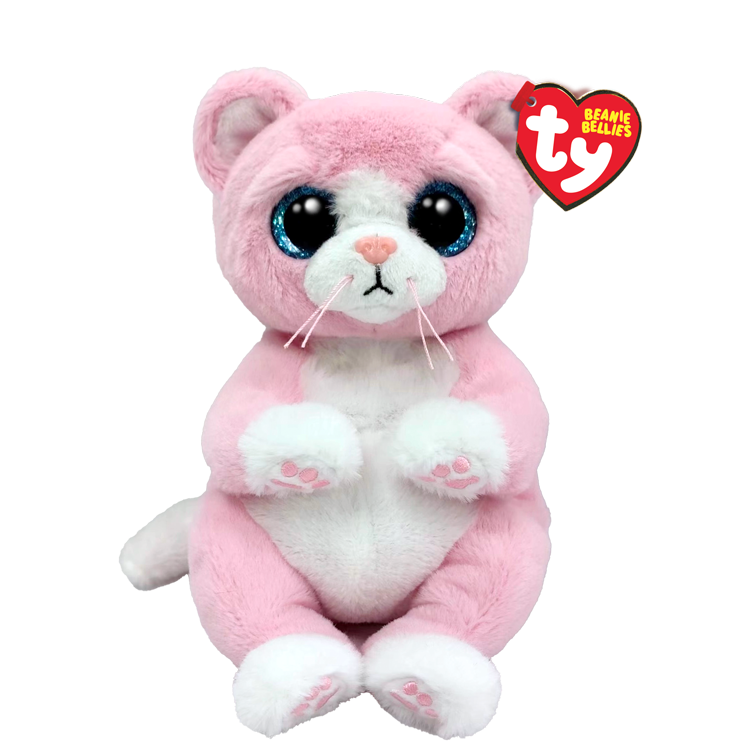 TY-Beanie Bellie - Lillibelle the Pink Cat - 13" Medium-43207-Legacy Toys