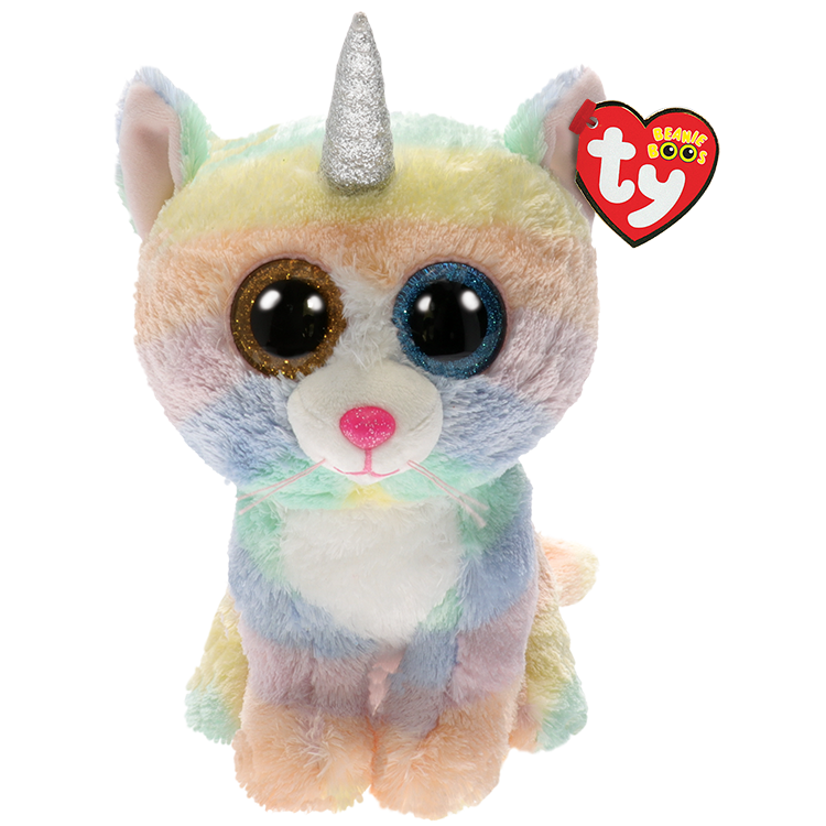 TY-Beanie Boo's - Heather the Cat-36454-Medium 13"-Legacy Toys