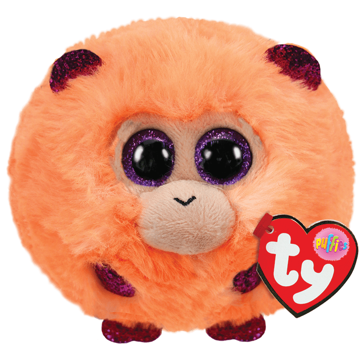 TY-Beanie Puffies 4" Ball-42514-Coconut - Monkey-Legacy Toys