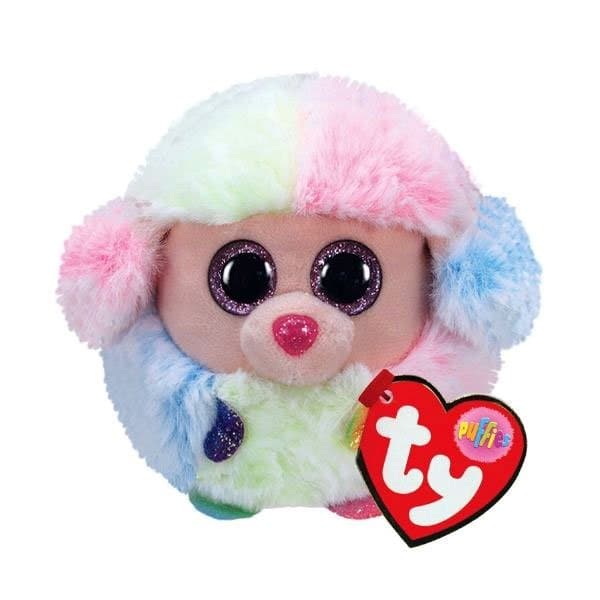 TY-Beanie Puffies 4" Ball-42511-Rainbow - Poodle-Legacy Toys