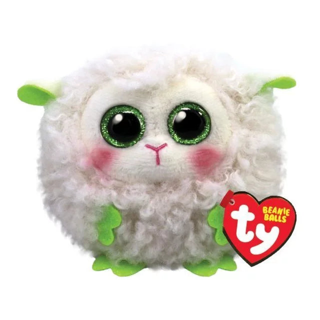 TY-Beanie Puffies 4" Ball-TY42533-Baasby - Lamb-Legacy Toys