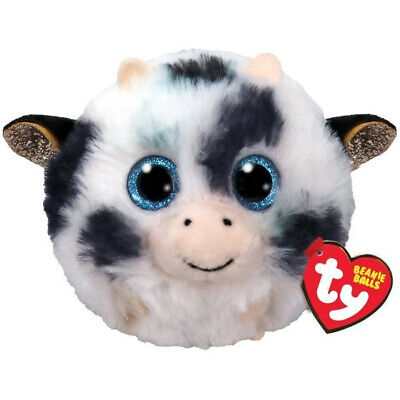 TY-Beanie Puffies 4" Ball - Moophy - Cow-42556-Legacy Toys
